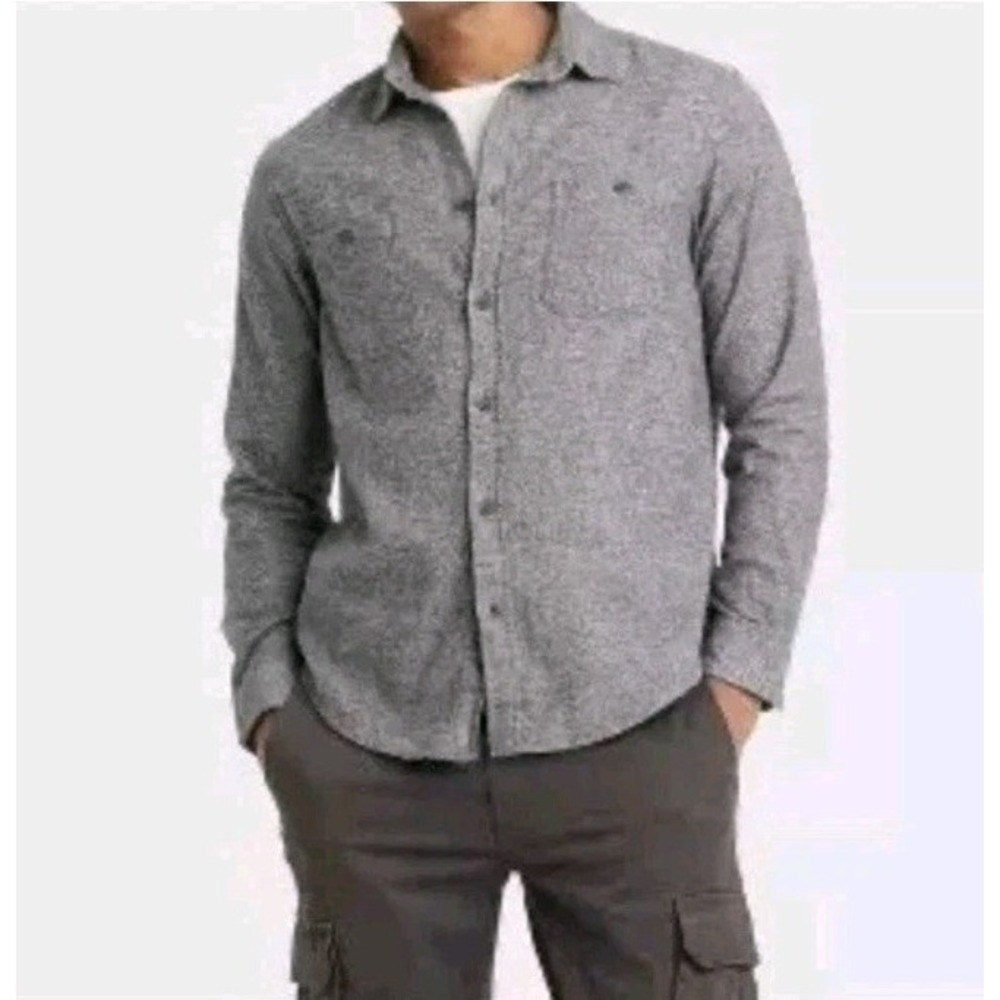 Goodfellow Mid-Weight Flannel Button Down Long Sleeve Gray Size Medium